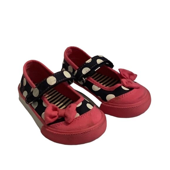 Children's Place Polka Dot Canvas Sneakers Baby Girl Size 5  Bow Pink - Picture 1 of 7